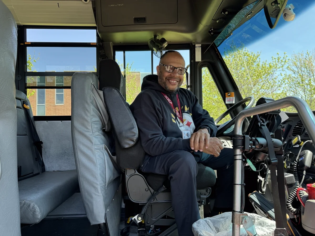 BCSC bus driver in his seat, ready for the day